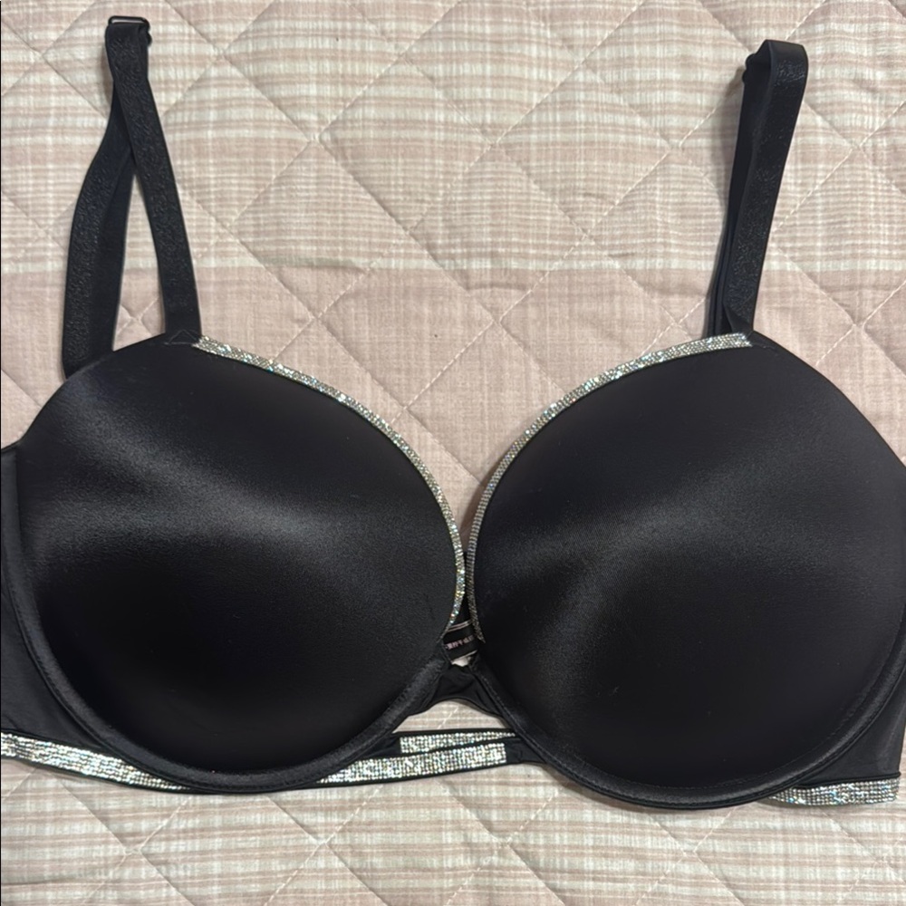 Elegant Black Bra with Silver Accents